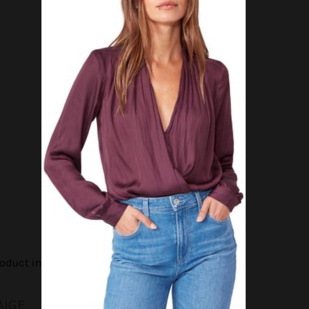 NWT M Paige Sevilla v neck long sleeve body suit in fig